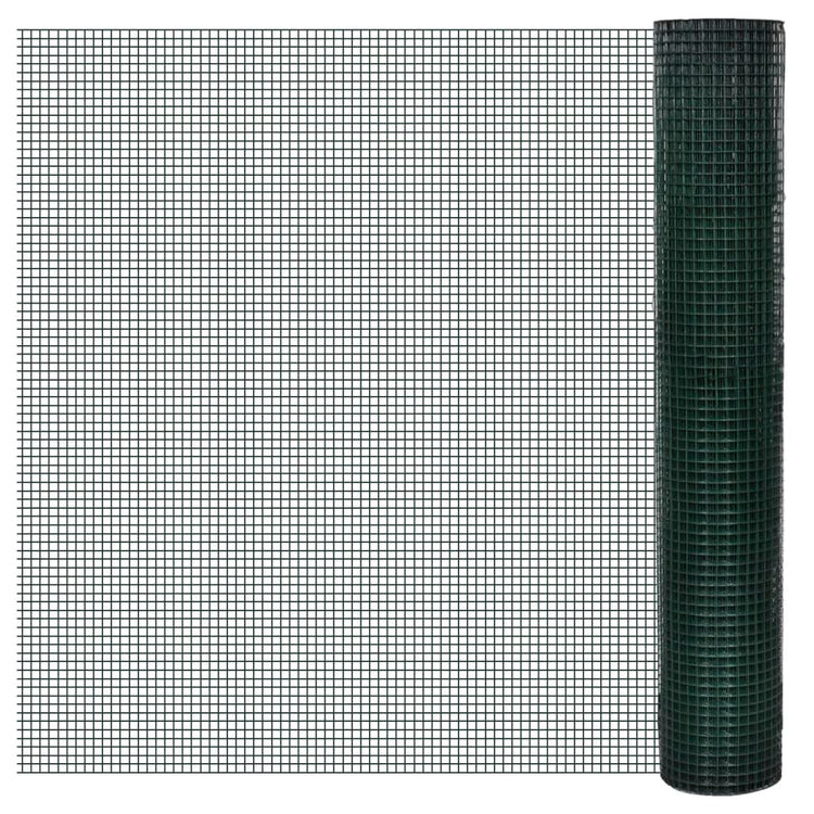 Vidaxl -Hühnerdraht 25x1 m verzinkter Stahl mit PVC -Beschichtung grün