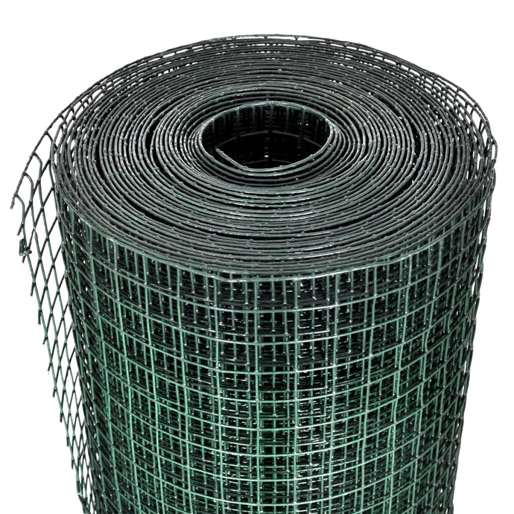 Vidaxl -Hühnerdraht 25x1 m verzinkter Stahl mit PVC -Beschichtung grün