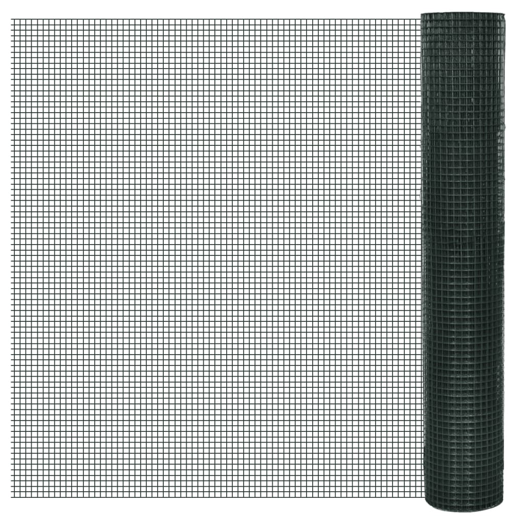 Vidaxl -Hühnerdraht 25x1 m verzinkter Stahl mit PVC -Beschichtung grün