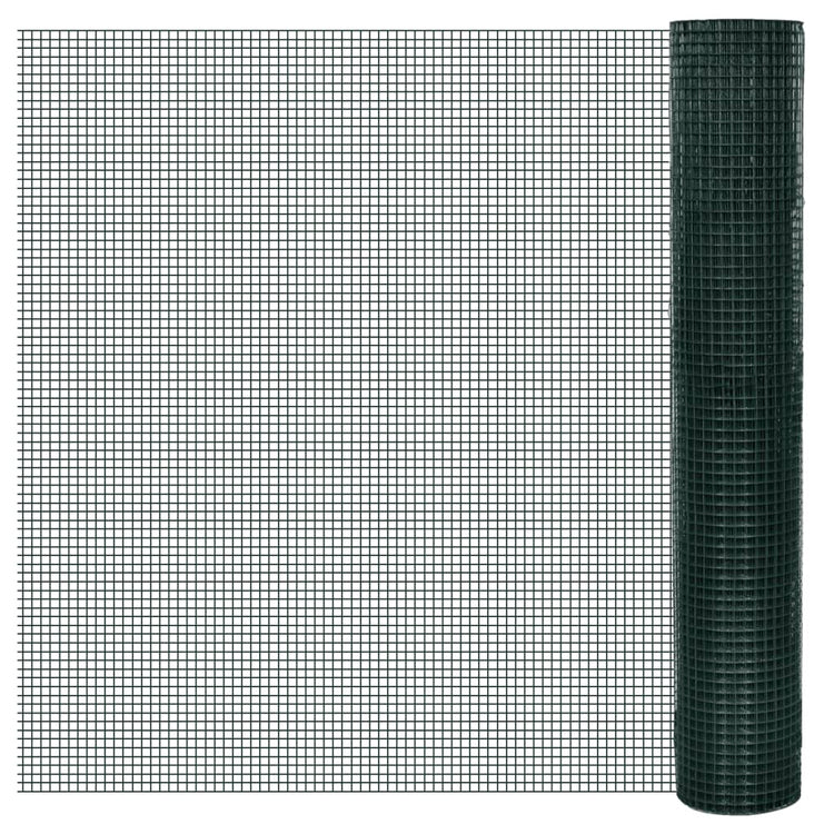 Vidaxl -Hühnerdraht 25x1 m verzinkter Stahl mit PVC -Beschichtung grün