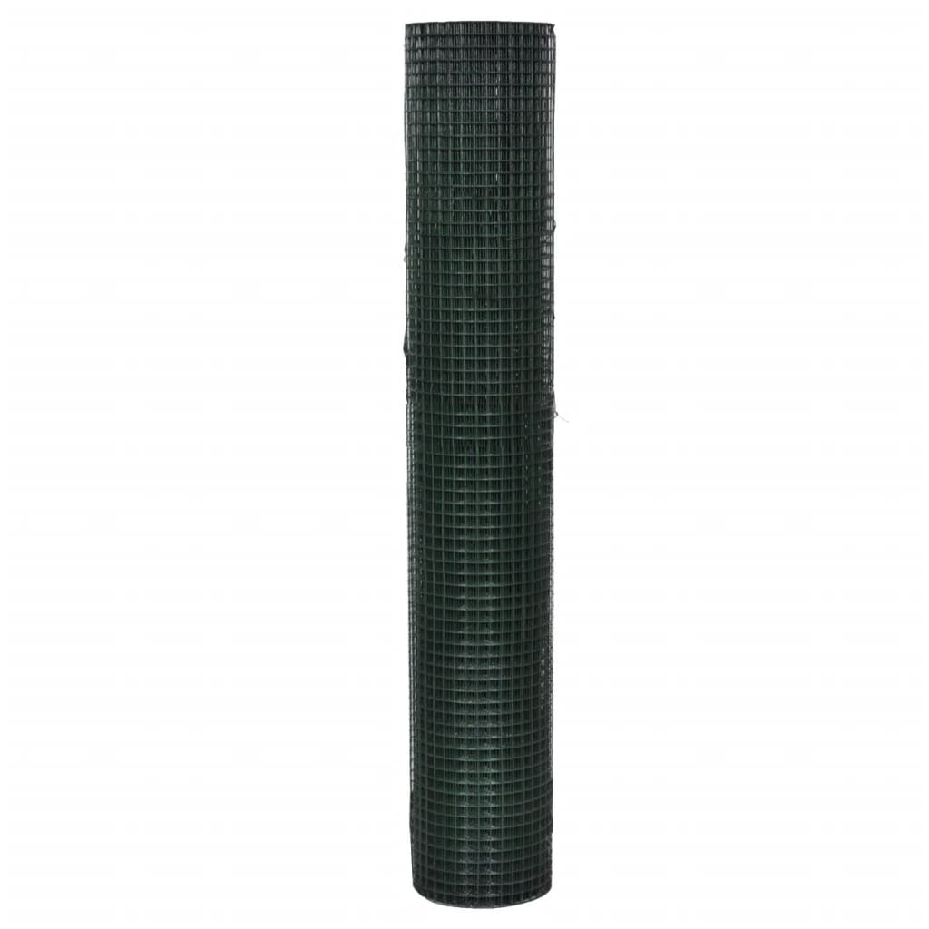 Vidaxl -Hühnerdraht 25x1 m verzinkter Stahl mit PVC -Beschichtung grün