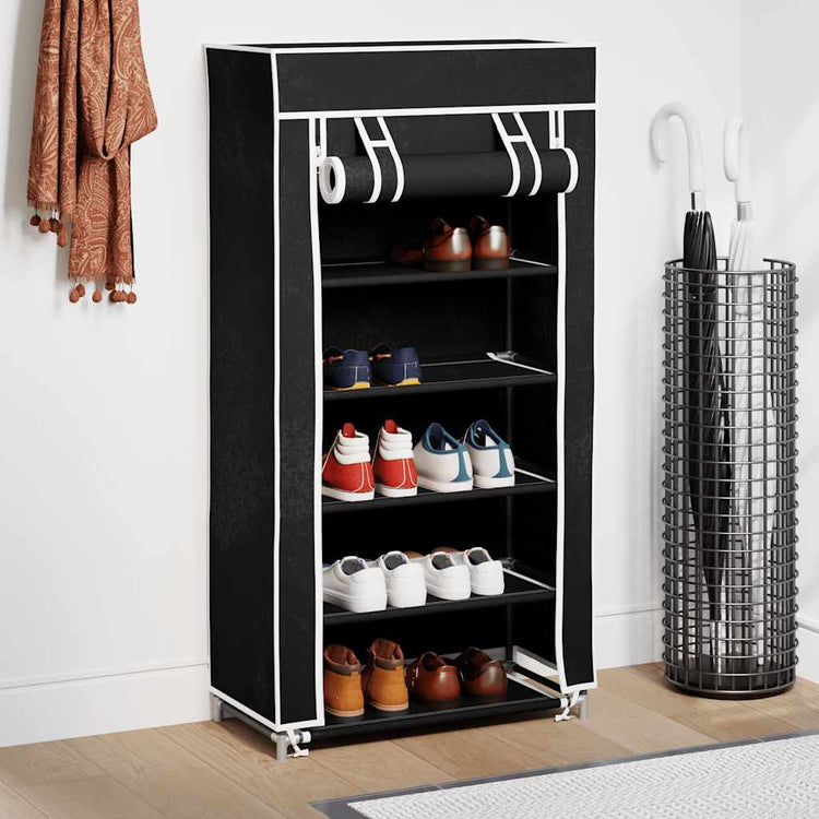 Vidaxl -Schuhschrank mit Abdeckung 58x28x106 Stoff schwarz