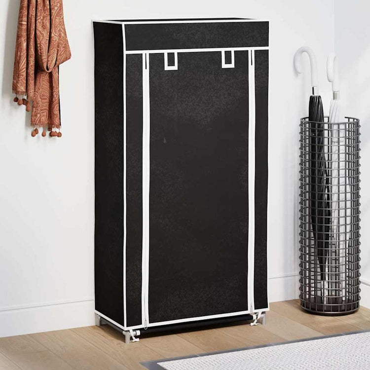 Vidaxl -Schuhschrank mit Abdeckung 58x28x106 Stoff schwarz