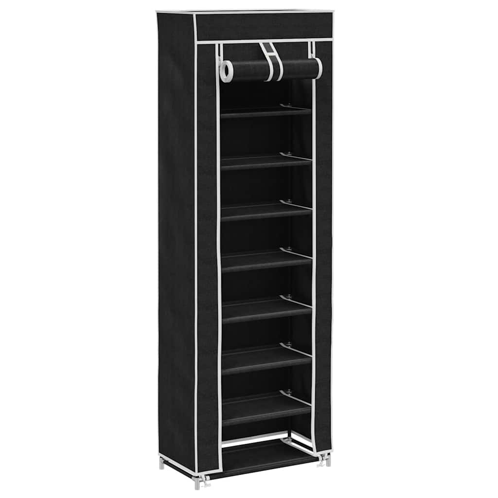 Vidaxl -Schuhschrank mit Abdeckung 57x29x162 Stoff schwarz