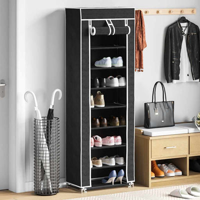 Vidaxl -Schuhschrank mit Abdeckung 57x29x162 Stoff schwarz