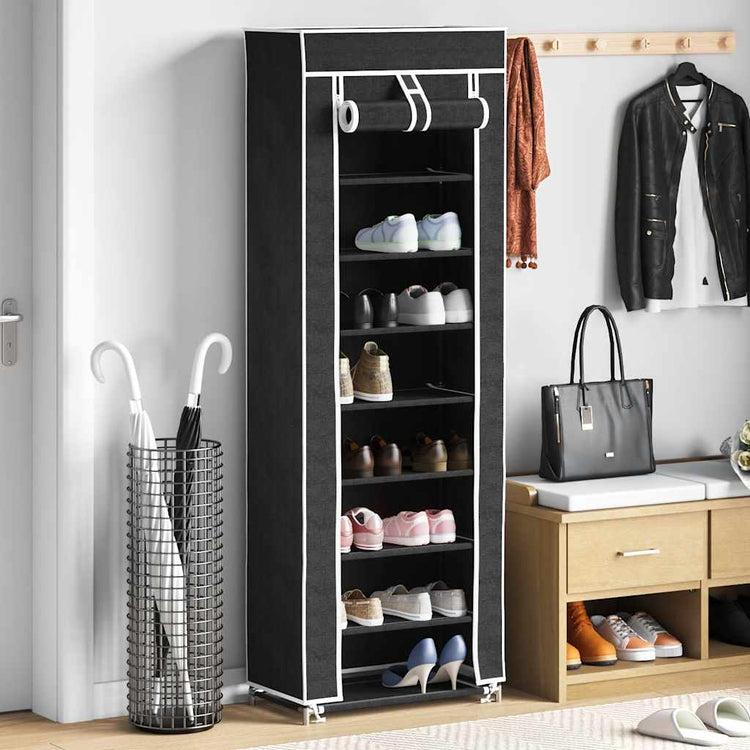 Vidaxl -Schuhschrank mit Abdeckung 57x29x162 Stoff schwarz