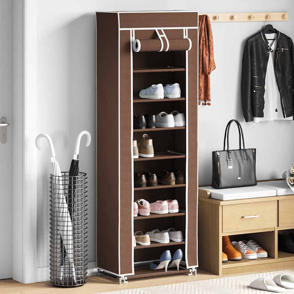 Vidaxl Stoffschuh Rack mit Abdeckung 162 x 57 x 29 cm Braun