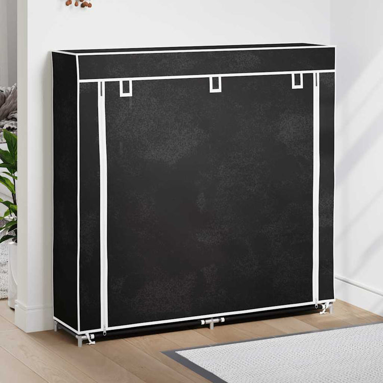 Vidaxl -Schuhschrank mit Abdeckung 115x28x110 Stoff schwarz