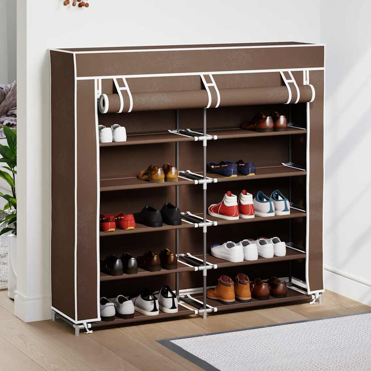 Vidaxl -Schuhschrank mit Abdeckung 115x28x110 Stoffbraun