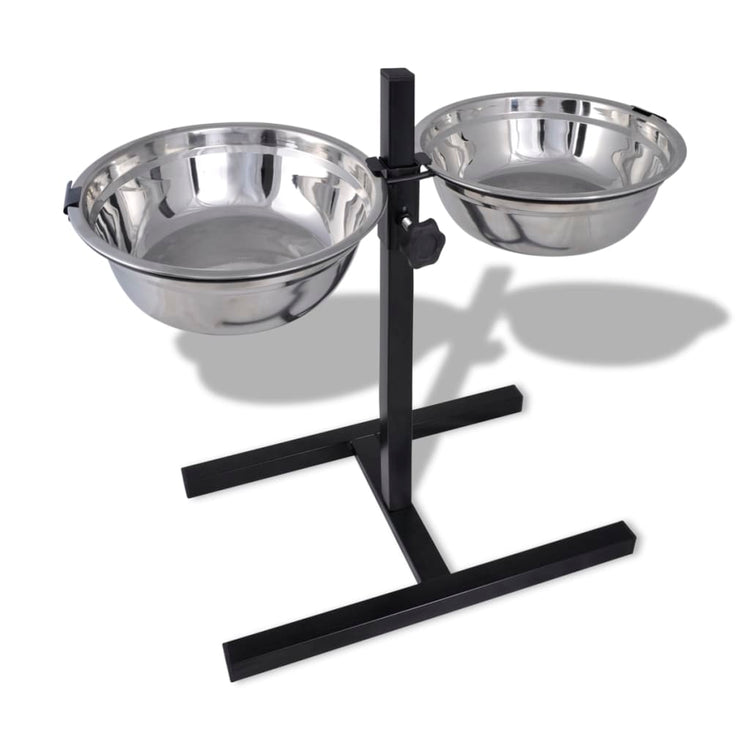 VIDAXL Einstellbare Doppelhundkatzen -Vorschubbox (2 x 1,6 l Edelstahlbacken)