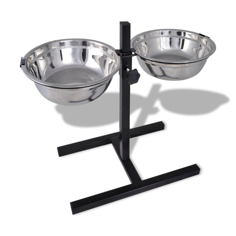 VIDAXL Einstellbare Doppelhundkatzen -Vorschubbox (2 x 1,6 l Edelstahlbacken)