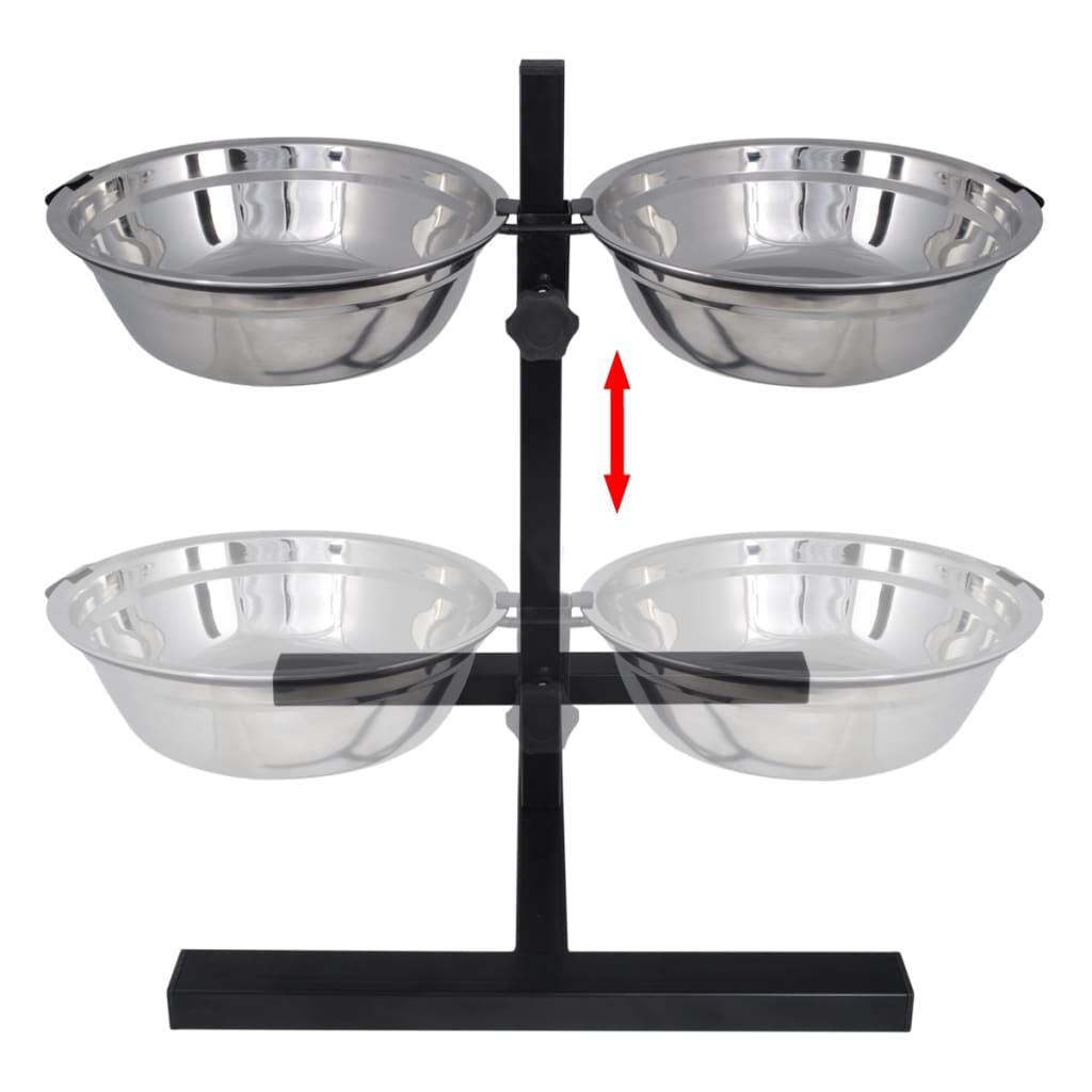 VIDAXL Einstellbare Doppelhundkatzen -Vorschubbox (2 x 1,6 l Edelstahlbacken)