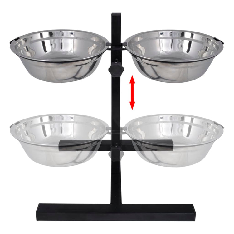 VIDAXL Einstellbare Doppelhundkatzen -Vorschubbox (2 x 1,6 l Edelstahlbacken)