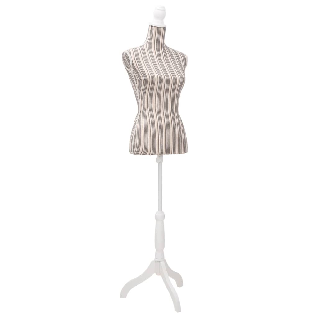 Vidaxl Estalage Doll Torso Frau Baumwollwäsche mit Streifen