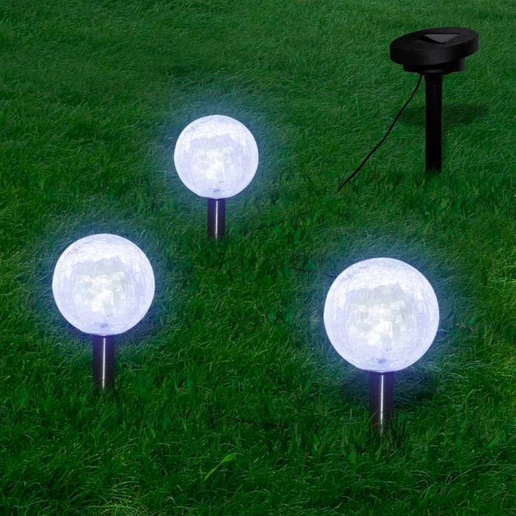 Vidaxl Solarbollampen 3 St. LED mit Bodenanker und Solarpanel