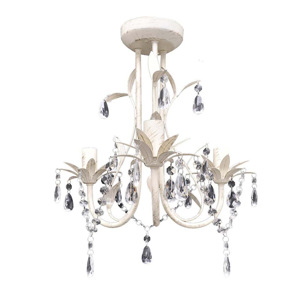 VIDAXL -Kristallkronleuchter mit weißem elegantem Design (3 Lampen)
