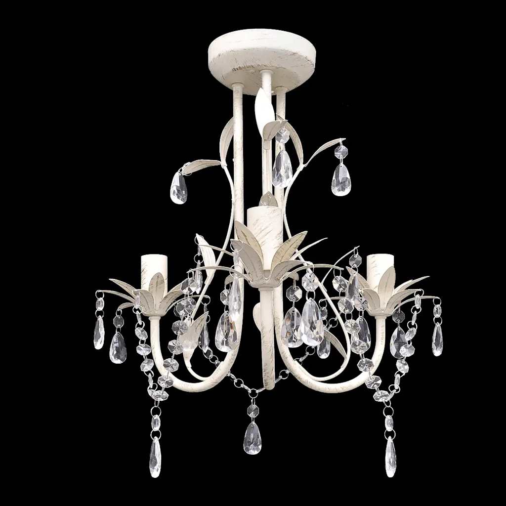VIDAXL -Kristallkronleuchter mit weißem elegantem Design (3 Lampen)