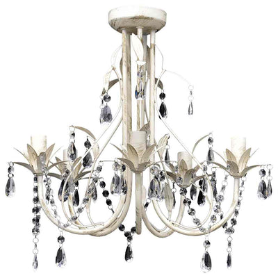 Vidaxl -Kristallkronleuchter mit weißem elegantem Design (5 Lampen)