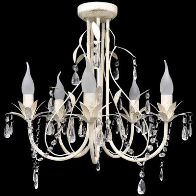 Vidaxl -Kristallkronleuchter mit weißem elegantem Design (5 Lampen)