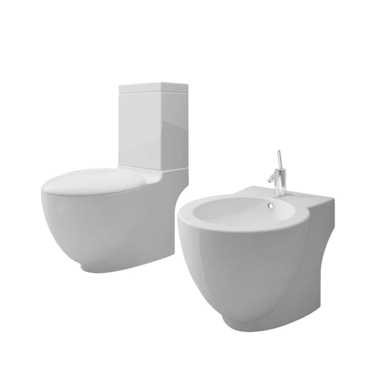 Vidaxl Toiletten Bidet Set stehend Keramik Weiß