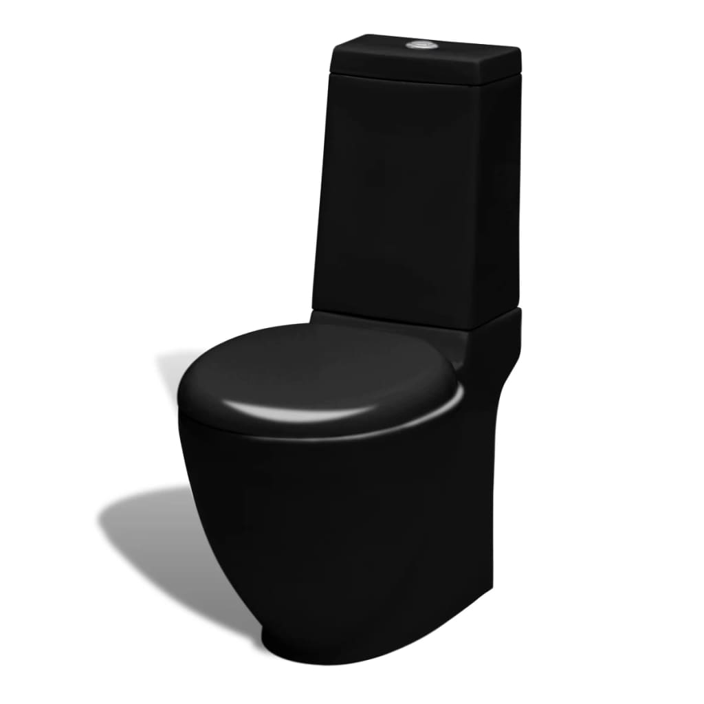Vidaxl Toiletten Bidet Set stehend Keramikschwarz