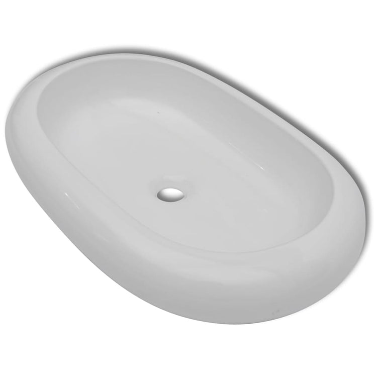 VIDAXL Luxuskeramik -Spüle Oval 63 x 42 cm (weiß)