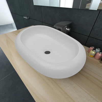 VIDAXL Luxuskeramik -Spüle Oval 63 x 42 cm (weiß)