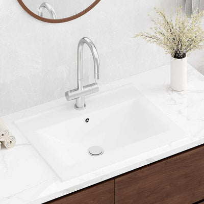 Vidaxl -Waschbecken mit Kranloch rechteckig 60 x 46 cm Keramik Weiß