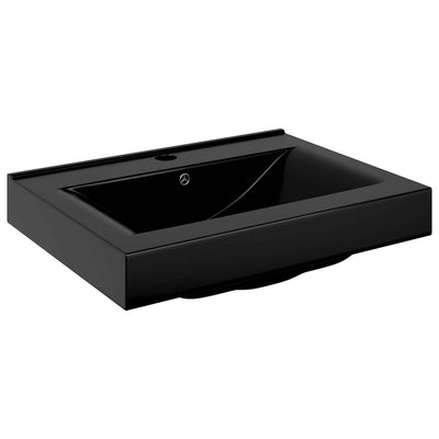 VIDAXL WASHBAIN mit Rechteck -Tap -Loch 60x46 cm Keramik Schwarz