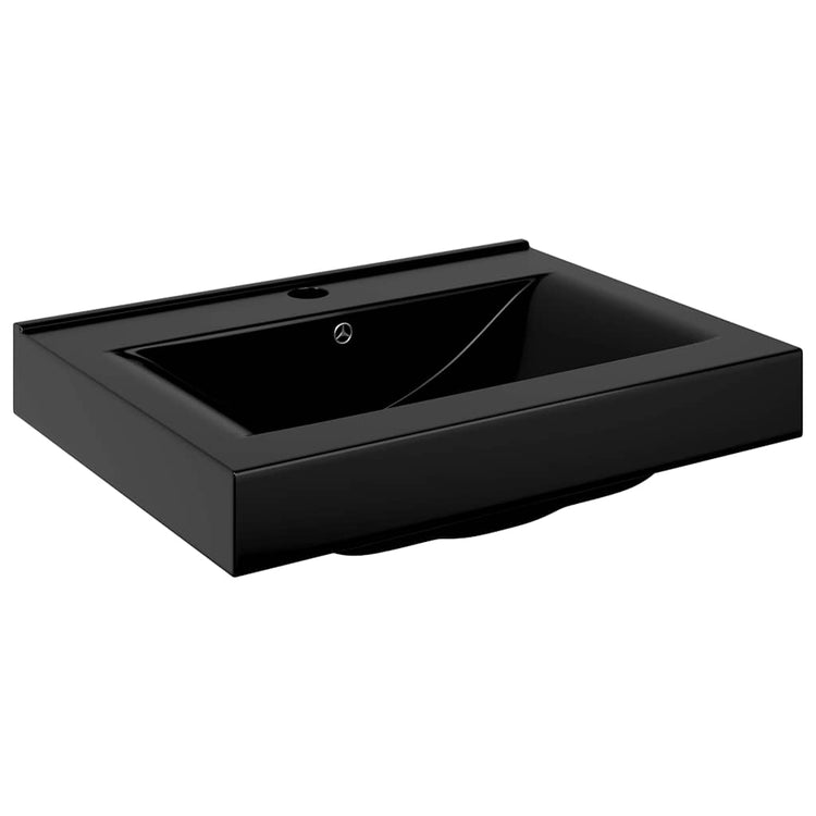 VIDAXL WASHBAIN mit Rechteck -Tap -Loch 60x46 cm Keramik Schwarz