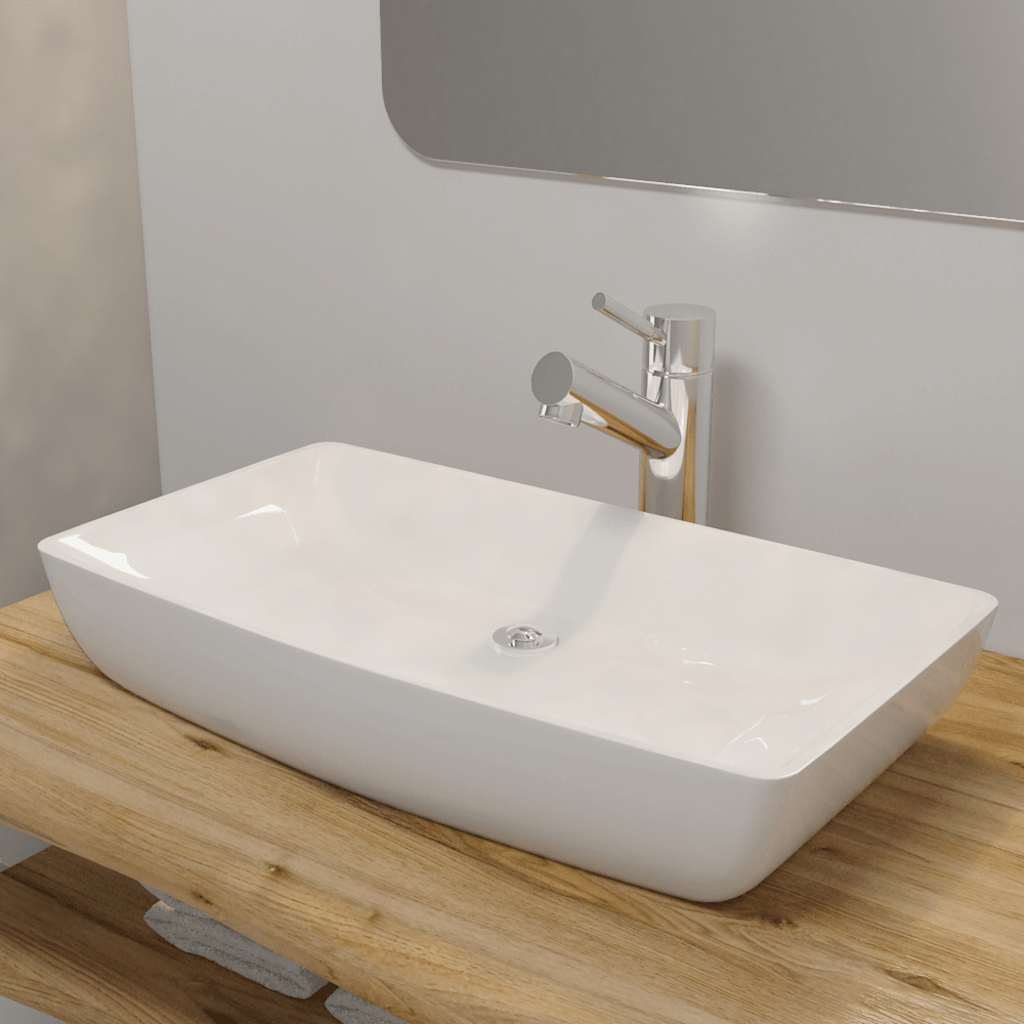 Vidaxl Luxuskeramik Rechteckige Spüle 71 x 39 cm (weiß)