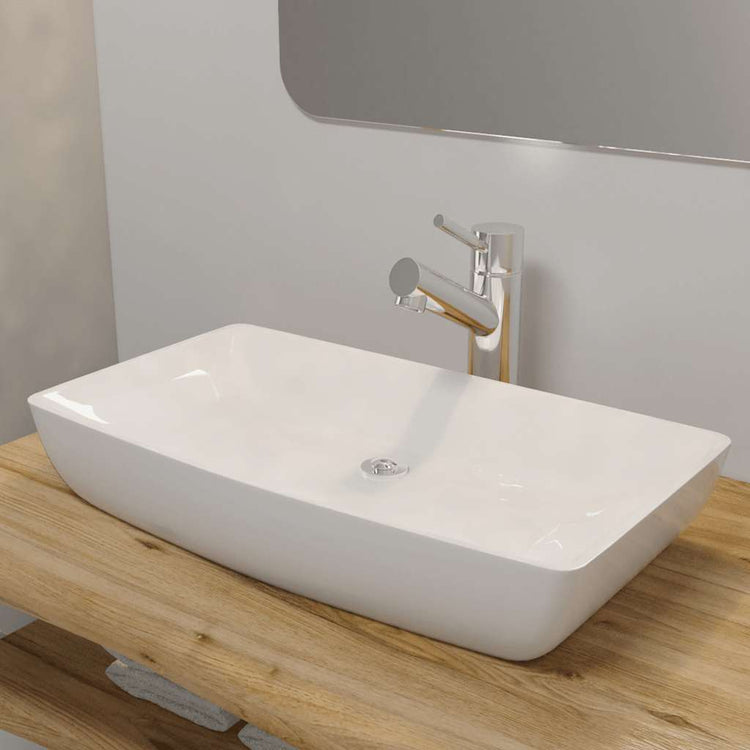 Vidaxl Luxuskeramik Rechteckige Spüle 71 x 39 cm (weiß)