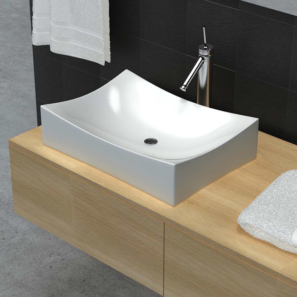 VIDAXL CERAMIC WASHBAIN SCALE -HAPED High Gloss (weiß)