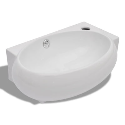 Vidaxl -Waschbecken mit Kranloch und Brandungskranzweiß