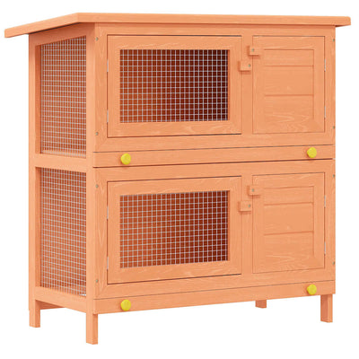 Vidaxl -Kaninchenhütte für Außenseite mit 4 Türen Holz