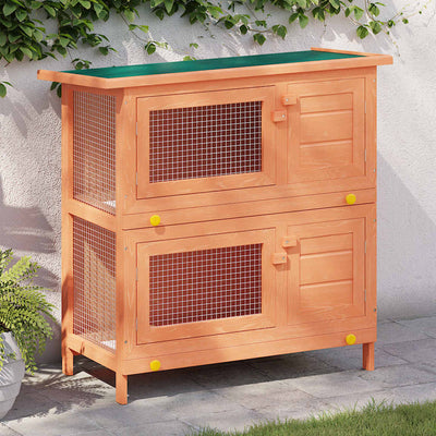 Vidaxl -Kaninchenhütte für Außenseite mit 4 Türen Holz