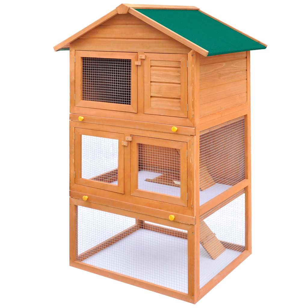 Vidaxl Kaninchenhütte für außen mit 3 Stockwerken Holz