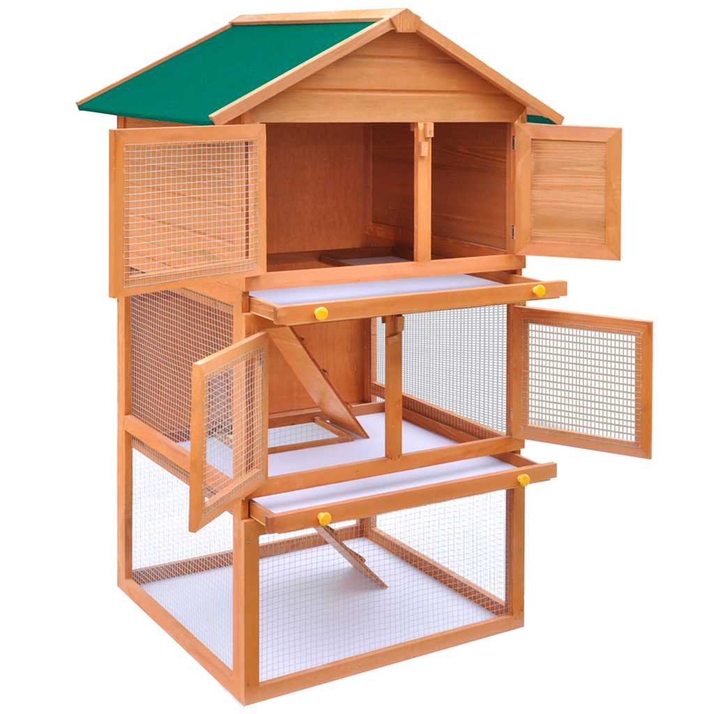 Vidaxl Kaninchenhütte für außen mit 3 Stockwerken Holz