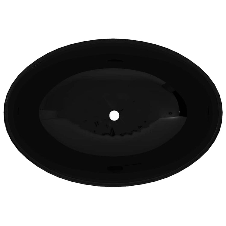 Vidaxl Luxus Waschbecken oval 40x33 cm Keramik Schwarz
