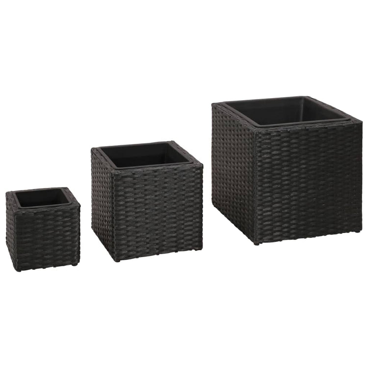 VIDAXL -Pflanzer erhöhten 3 St. Poly Rattan Schwarz