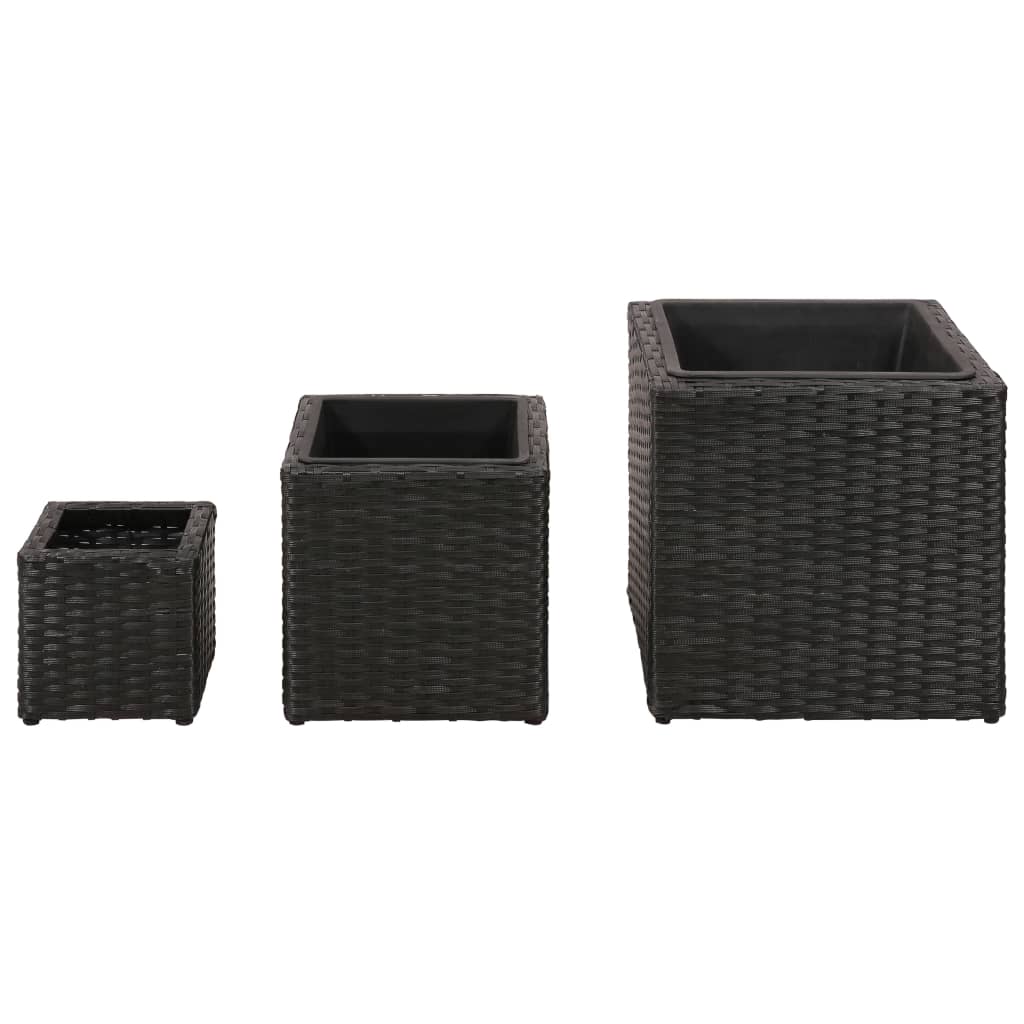 VIDAXL -Pflanzer erhöhten 3 St. Poly Rattan Schwarz