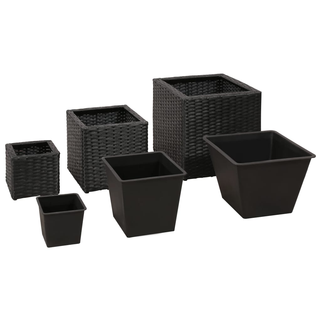 VIDAXL -Pflanzer erhöhten 3 St. Poly Rattan Schwarz