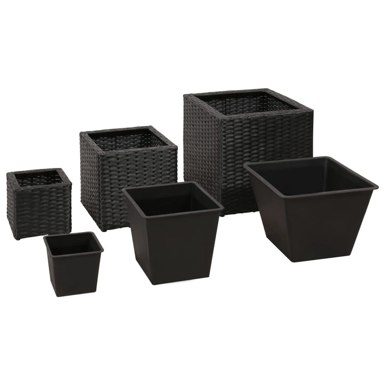 VIDAXL -Pflanzer erhöhten 3 St. Poly Rattan Schwarz