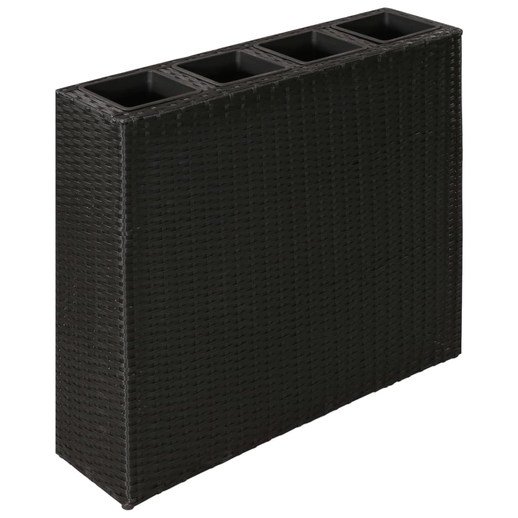 Vidaxl -Pflanzer mit 4 Töpfen Poly Rattan Schwarz angehoben