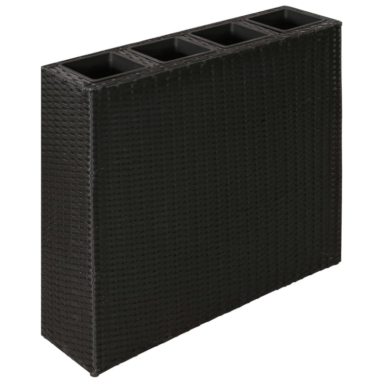 Vidaxl -Pflanzer mit 4 Töpfen Poly Rattan Schwarz angehoben