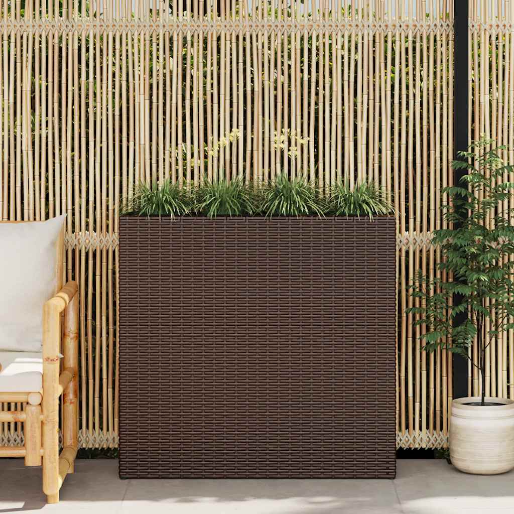 Vidaxl -Pflanzer mit 4 Töpfen Poly Rattan Brown angehoben