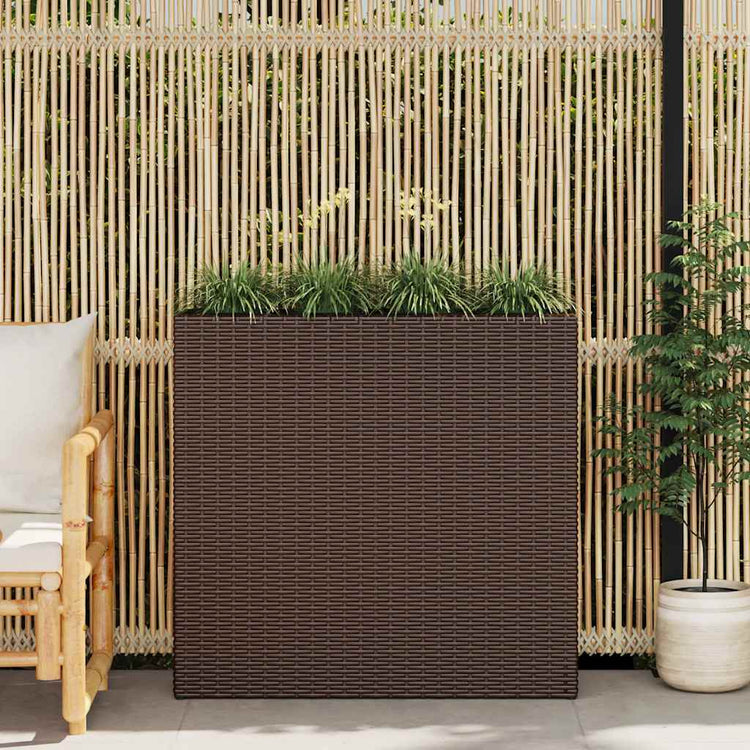 Vidaxl -Pflanzer mit 4 Töpfen Poly Rattan Brown angehoben