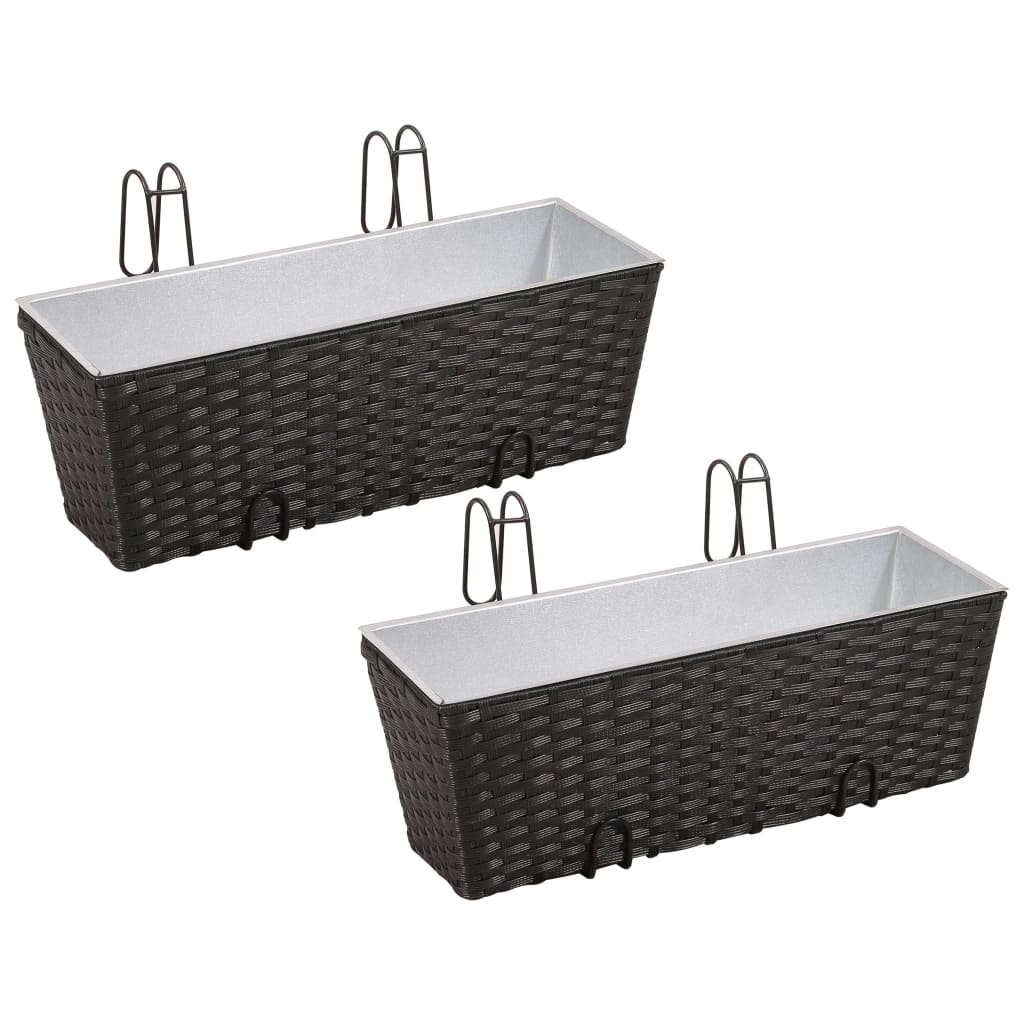 Vidaxl Balkon Anlage Bakken 2 St 50 cm Rattan Schwarz