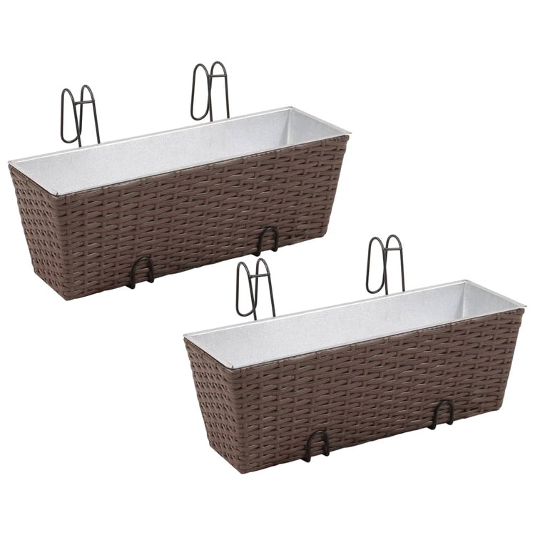 Vidaxl Balkonpflanzen Mülleimer 2 St 50 cm Rattan Brown