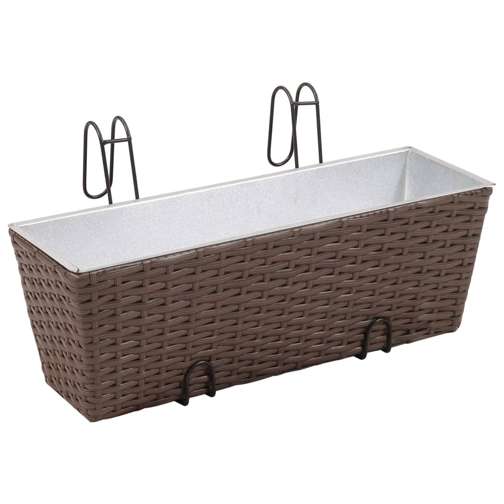 Vidaxl Balkonpflanzen Mülleimer 2 St 50 cm Rattan Brown